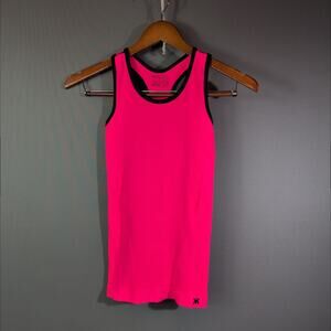 Hot Pink Racer Back Textured Kurve by Idea Tank Top One Size Athleisure Workout